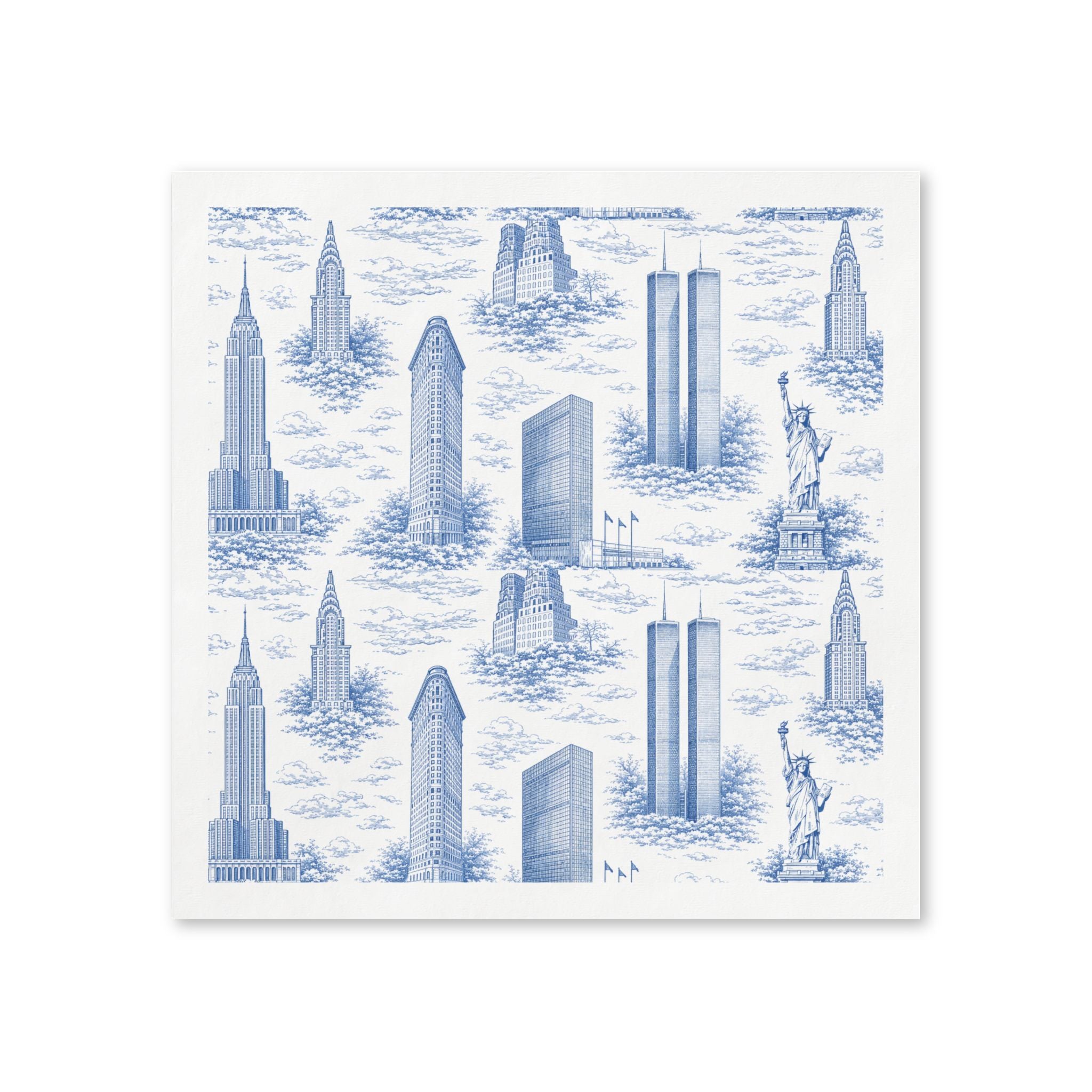 Manhattan Blue Toile de Jouy Napkins Pack of 50
