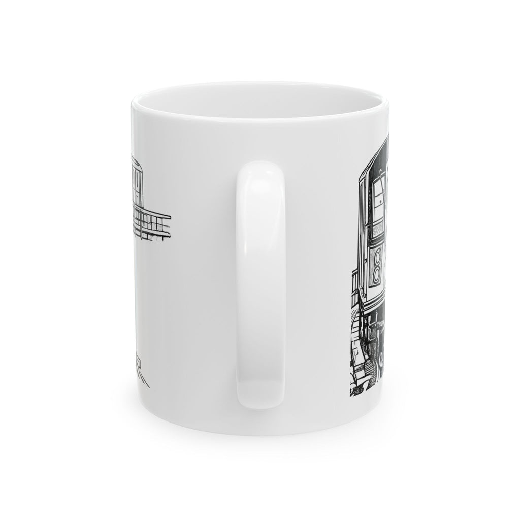 Elevated Subway Train Mug | NYC Urban Transit Sketch Coffee Mug