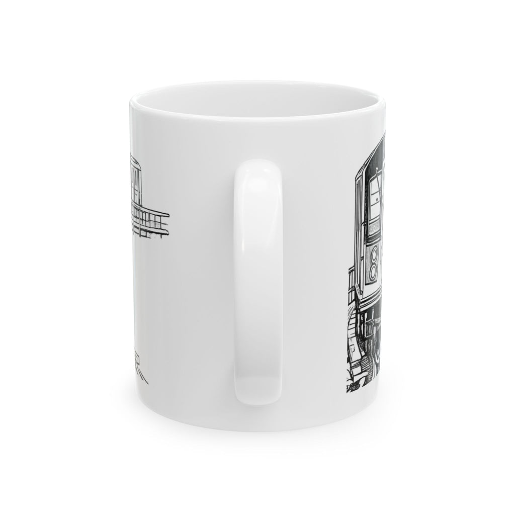 Elevated Subway Train Mug | NYC Urban Transit Sketch Coffee Mug