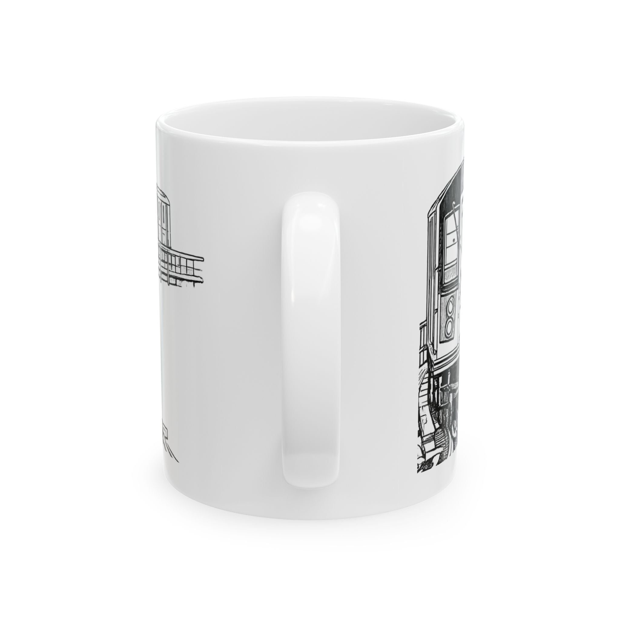 Elevated Subway Train Mug | NYC Urban Transit Sketch Coffee Mug