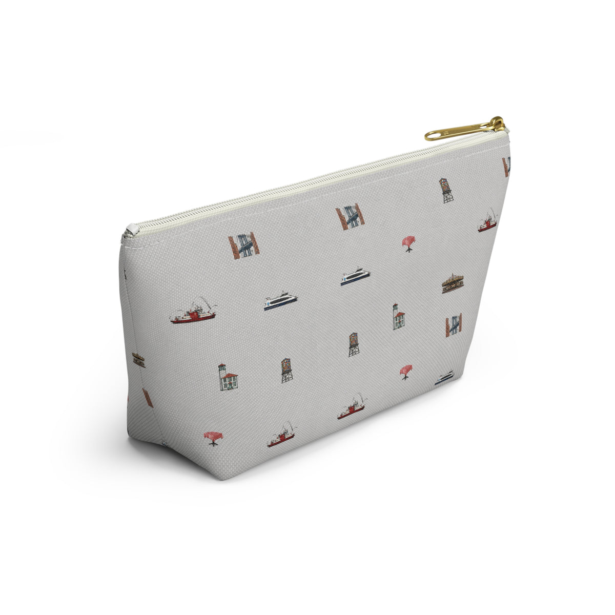 Icons of DUMBO Heather Gray Accessory Pouch — T-Bottom Makeup Bag