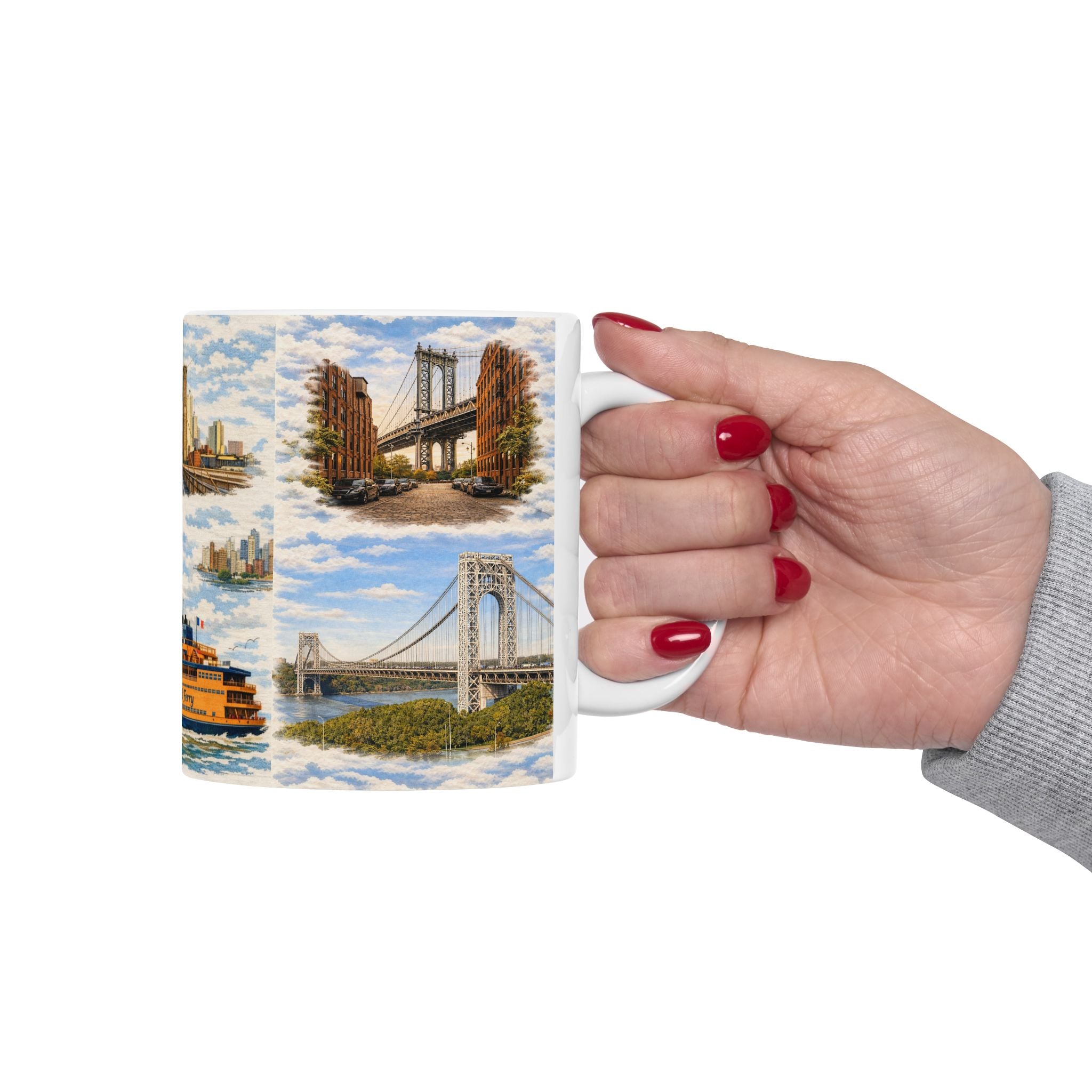 NYC Bridge and Tunnel Proud Toile Mug | New York Transportation Commuter Ceramic Mug