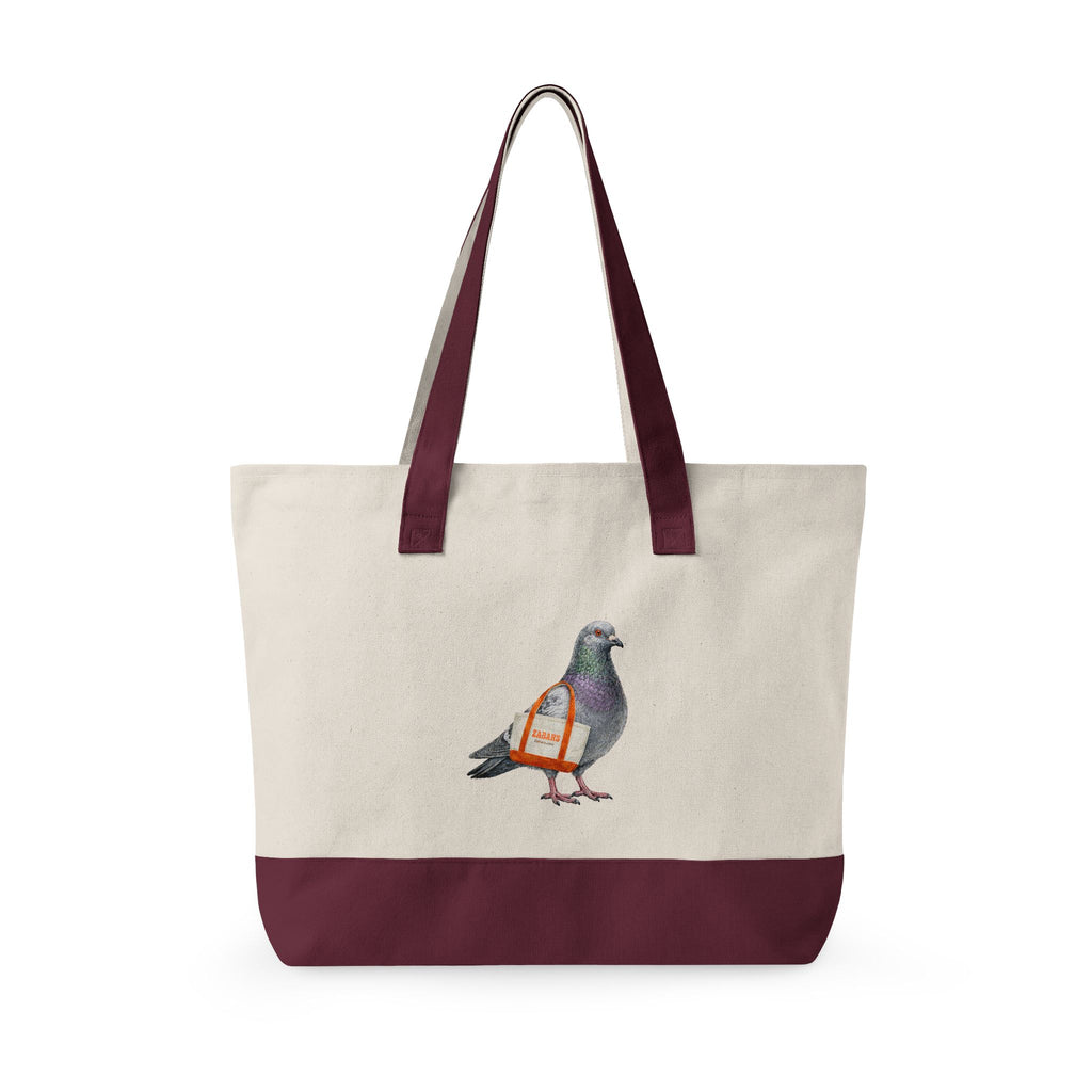 Upper West Side NYC Pigeon Zippered Canvas Grocery Tote    The New Yorker UWS Bird Lovers Grocery Bag