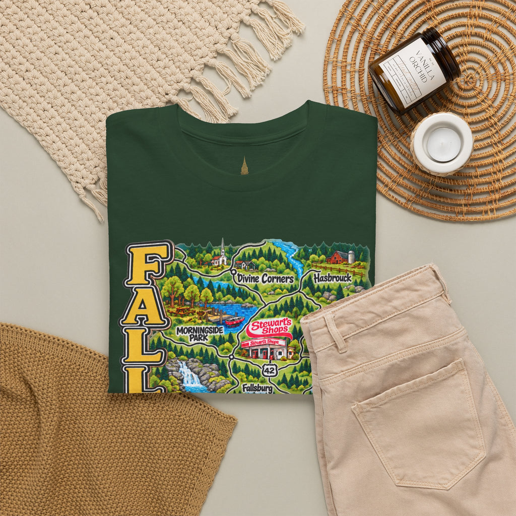 Fallsburg, NY Map T-Shirt  Catskills Upstate New York Tee