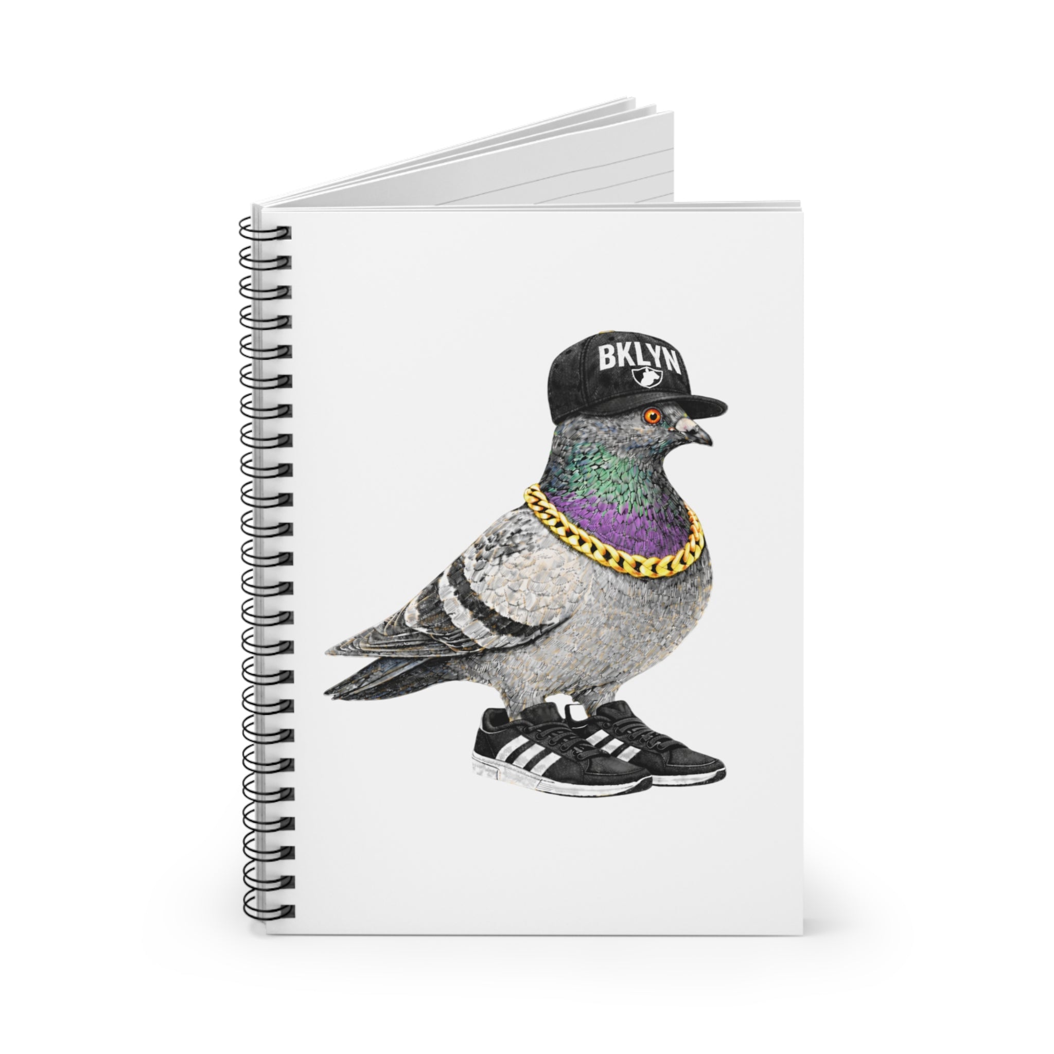 Customizable Brooklyn NYC Pigeon Spiral Journal | New York Basketball Bird Lovers Notebook