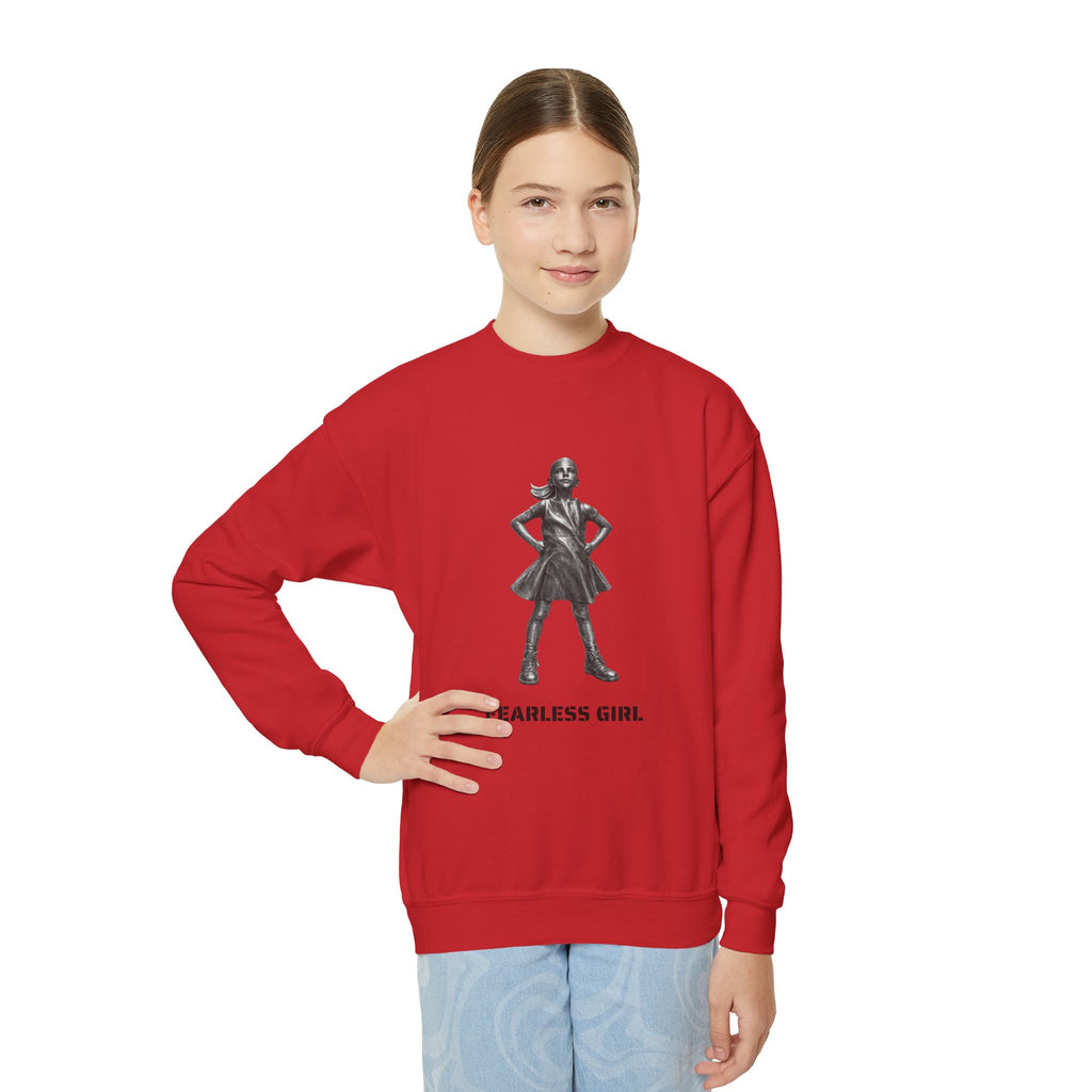 Fearless Girl NYC Kids Sweatshirt | Feminist Girl Power Stance New York Childrens Crewneck Sweater