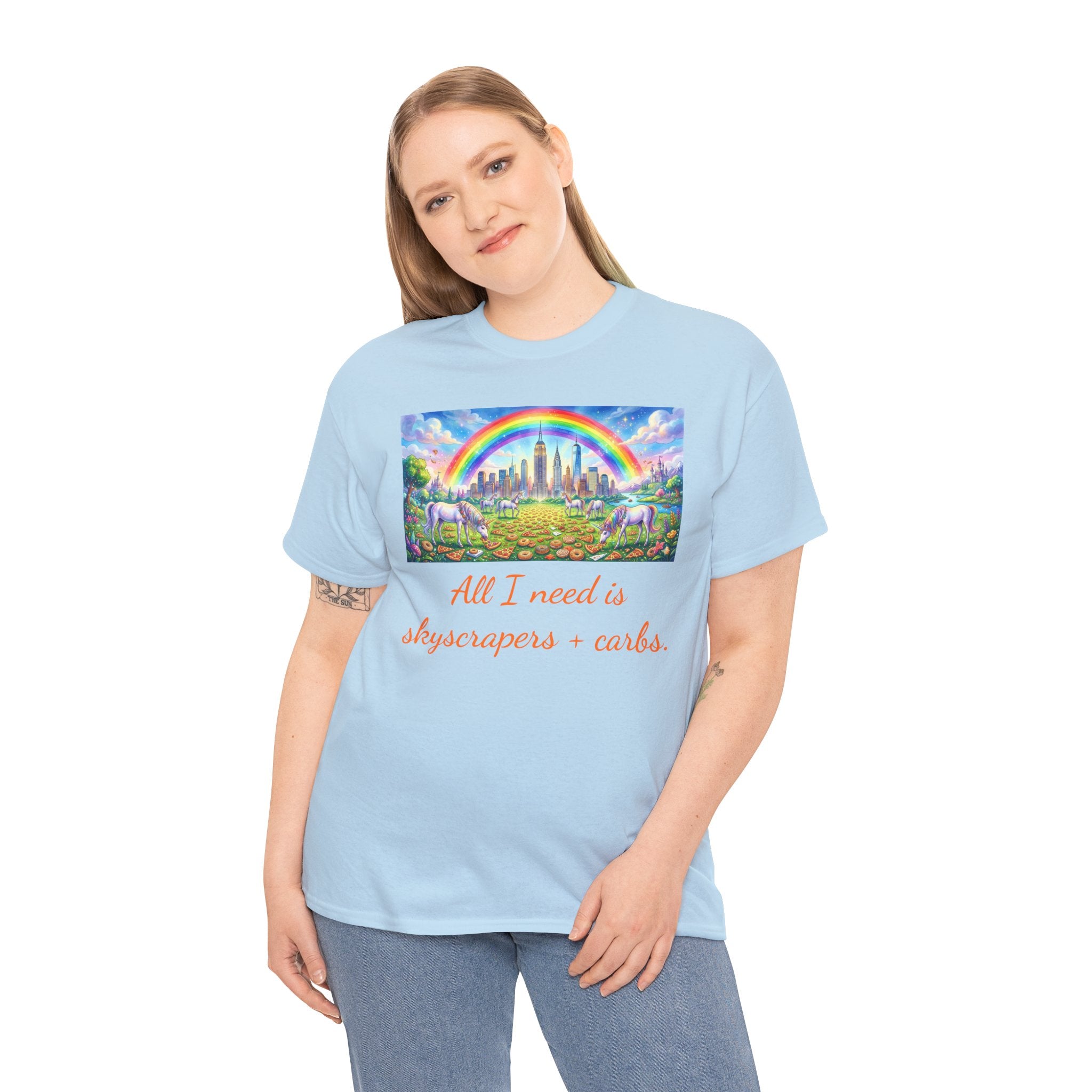 NYC Skyscrapers and Carbs T-Shirt | New York Is a Fairy Tale City Tee