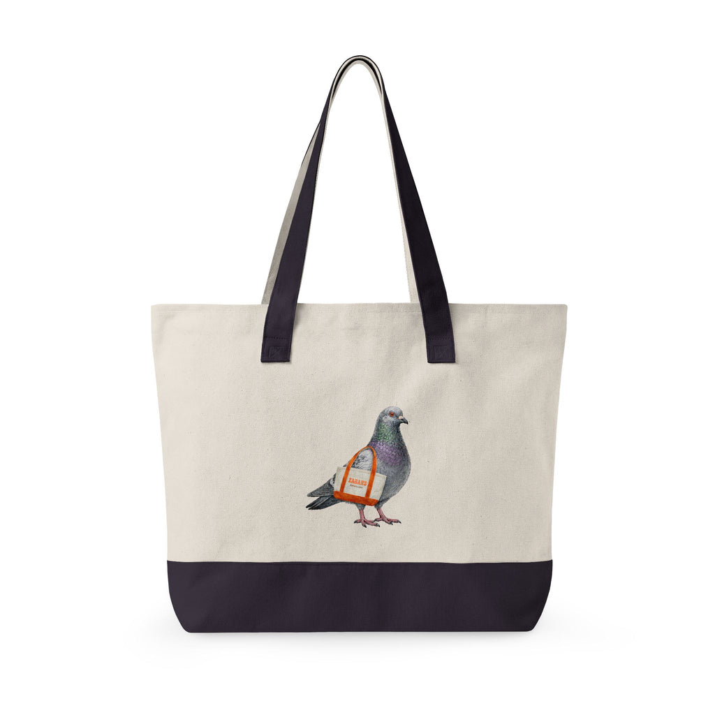 Upper West Side NYC Pigeon Zippered Canvas Grocery Tote    The New Yorker UWS Bird Lovers Grocery Bag