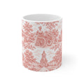 Dublin Red Toile de Jouy Ceramic Mug — Coffee Cup (11oz; Ships from Europe)