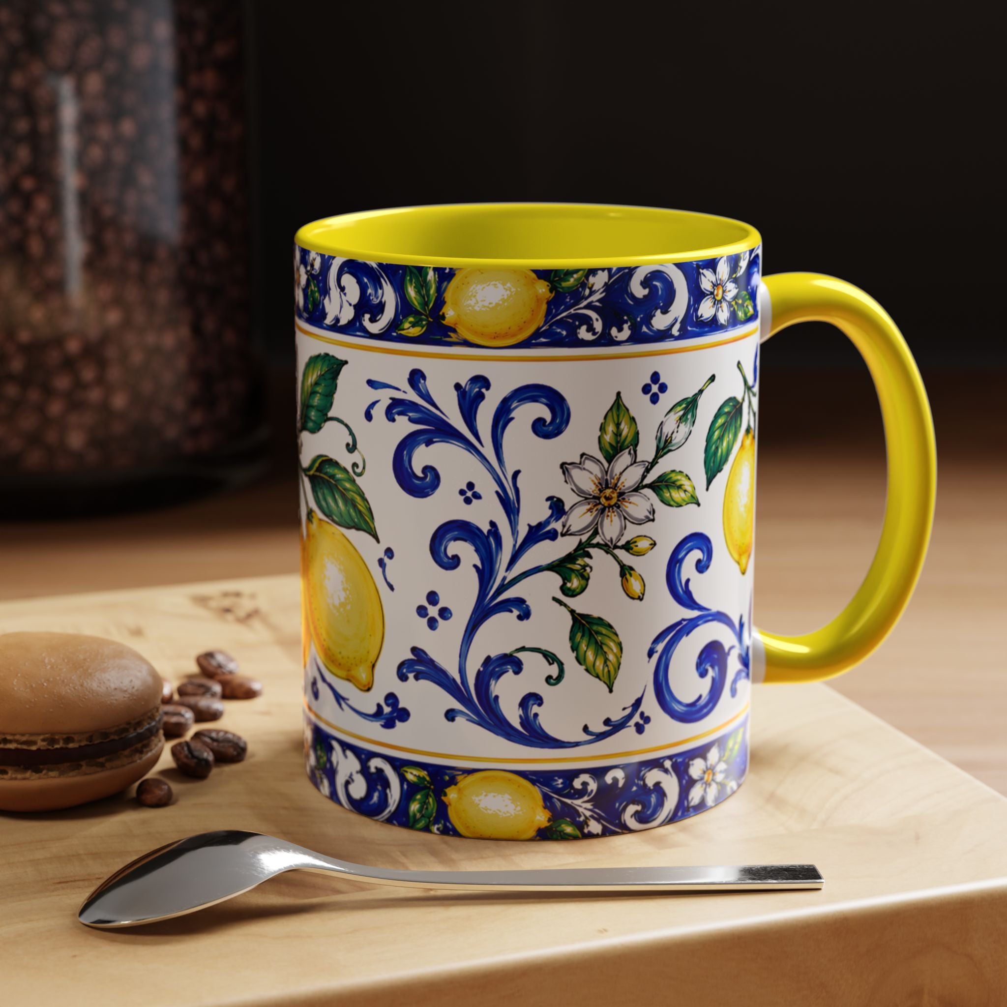 Little Italy Amalfi Blue with Lemon Mug — Blue Ceramic Kitchen Mug (11oz)