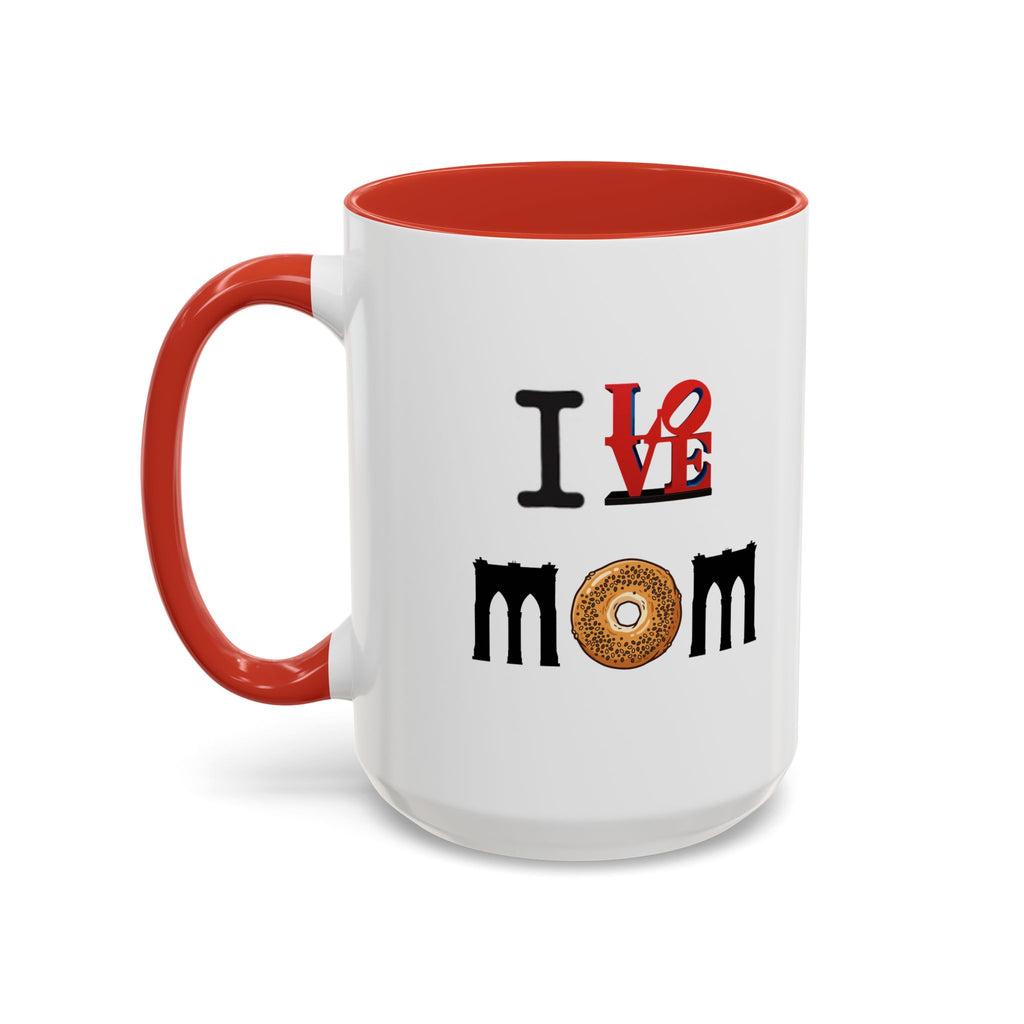 I Love NY Mom Mug | I Love Mom Mother's Day Bagel Brooklyn Bridge Accent Coffee Mug 11oz