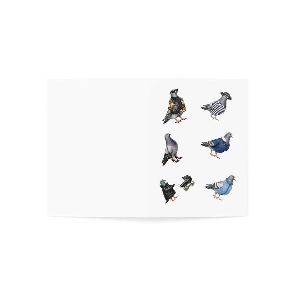 You're One Trendy Bird NYC Pigeon 4.6” x 6.25” Greeting Cards |  Pack of 10 Fashionable Stylish Bird Lover Card Pack