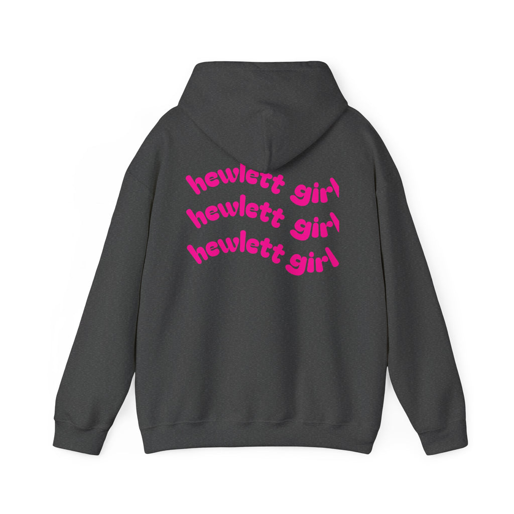 Hewlett Girl Hoodie – Retro Pink Wave Back Print Hooded Sweatshirt