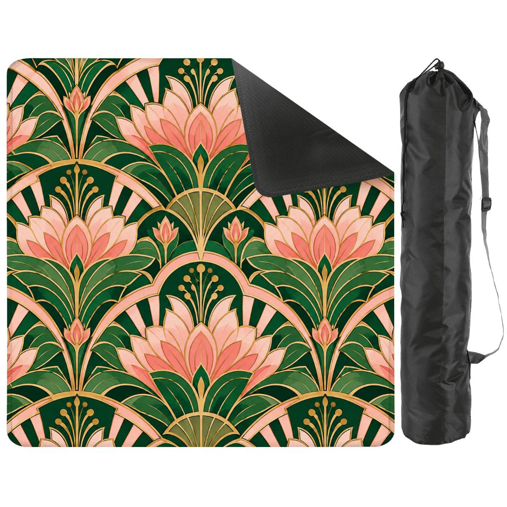 Art Deco Pink and Green Mahjong Mat 31.5"x31.5" (Ship Folded)