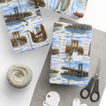 The Bridges of New York County Sky Toile NYC Gift Wrapping Paper | New York City Brooklyn Bridge DUMBO Manhattan Toile Pattern Roll
