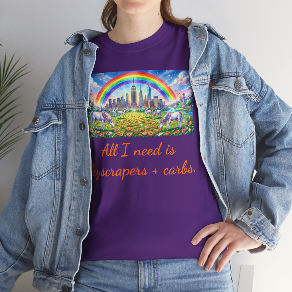 NYC Skyscrapers and Carbs T-Shirt | New York Is a Fairy Tale City Tee