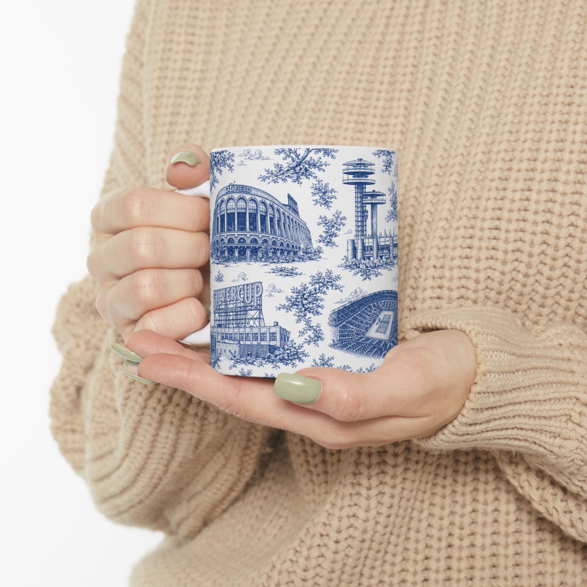 Queens Blue Toile de Jouy Mug | Chinoiserie Ceramic Coffee Cup
