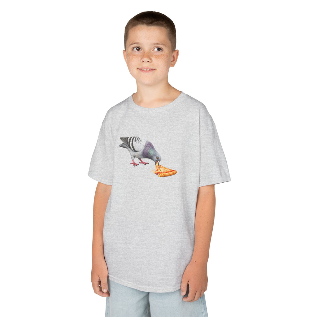 Customizable Little Italy NYC Pigeon Kid Pizza Tee —  Cute Bird Pizza Lover T-Shirt for Children