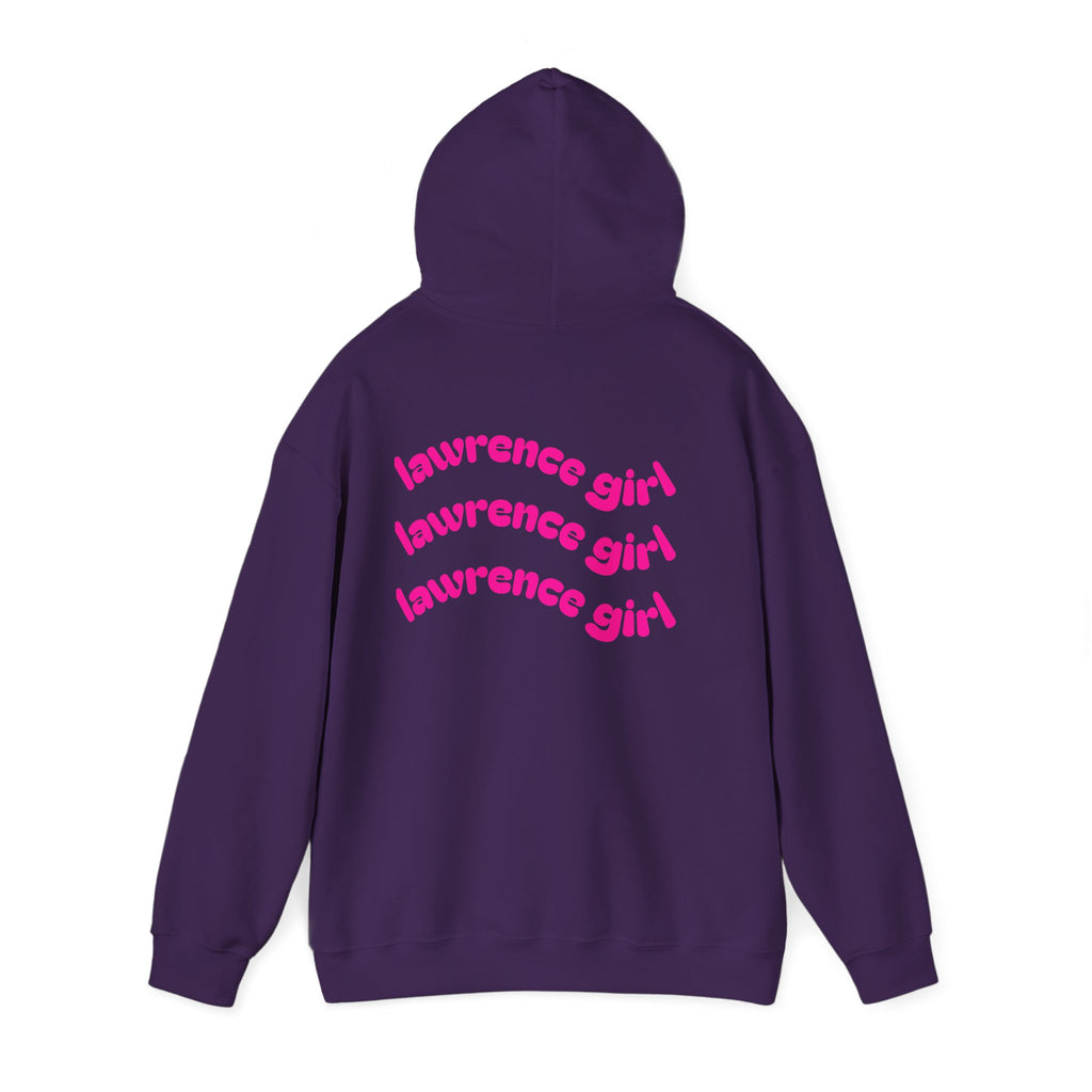 Lawrence Girl Hoodie – Retro Pink Wave Back Print Hooded Sweatshirt