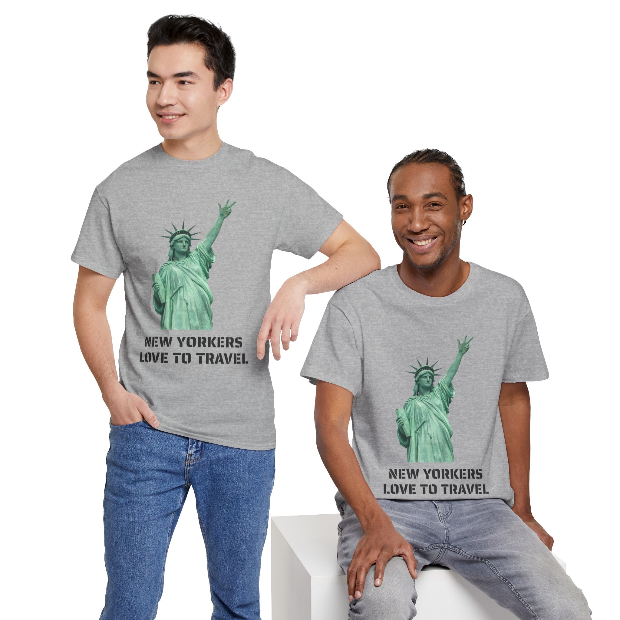New Yorkers Love To Travel Statue of Liberty Three Points T-Shirt | NYC Jalen Brunson Basketball 3 Point Shot Tee