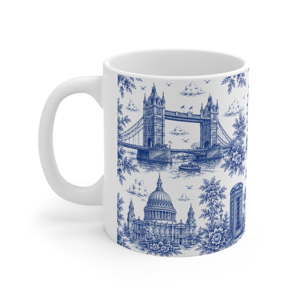 London Blue Toile de Jouy Ceramic Coffee Mug - (11oz; Ships from Europe)