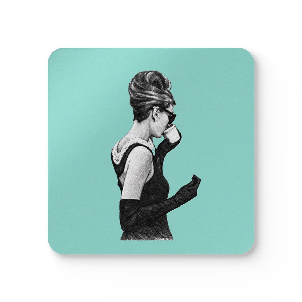 Breakfast in New York Cork Coaster Set of 4— Robin's Egg Blue Coasters