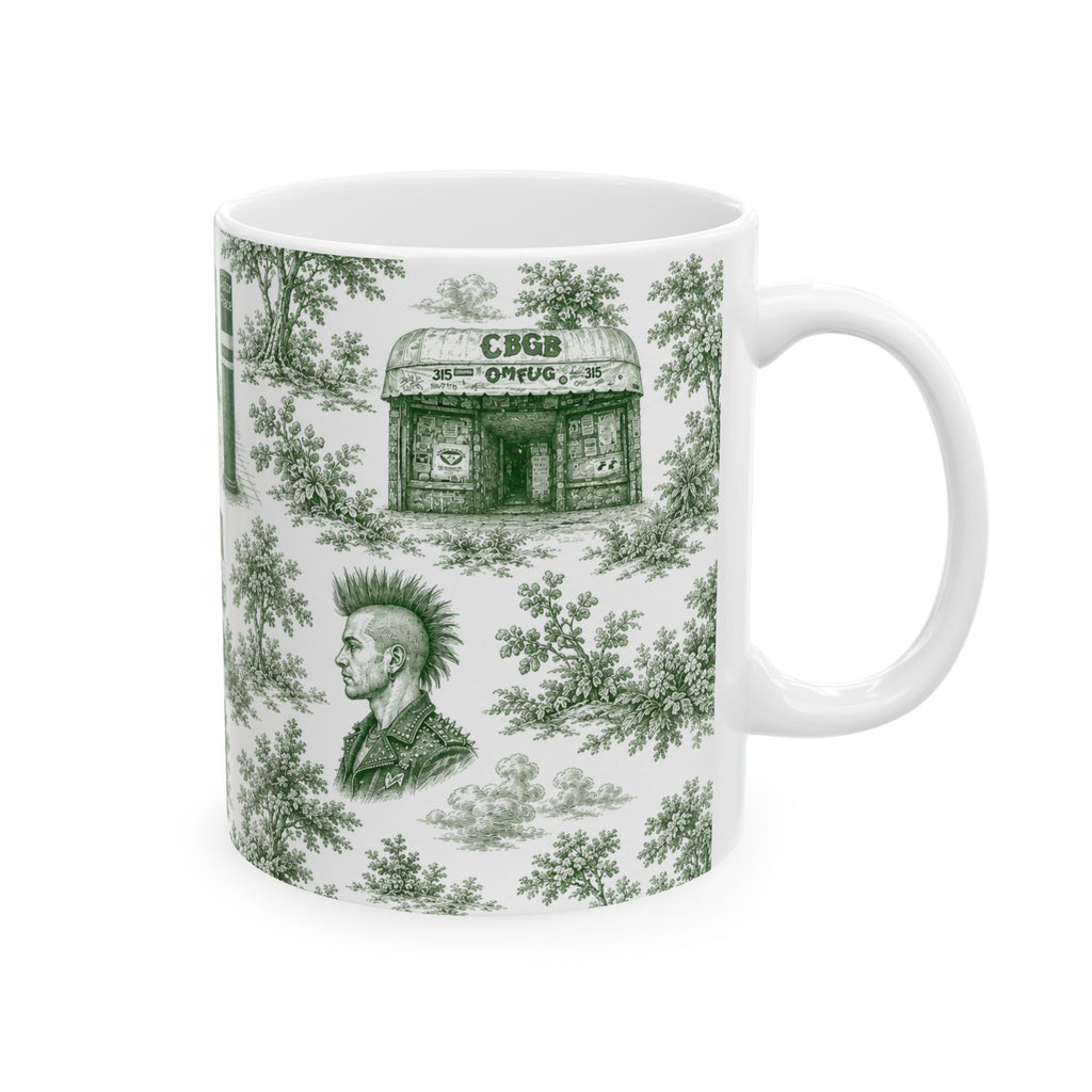 East Village Green Toile de Jouy Mug | NYC Chinoiserie Ceramic Mug