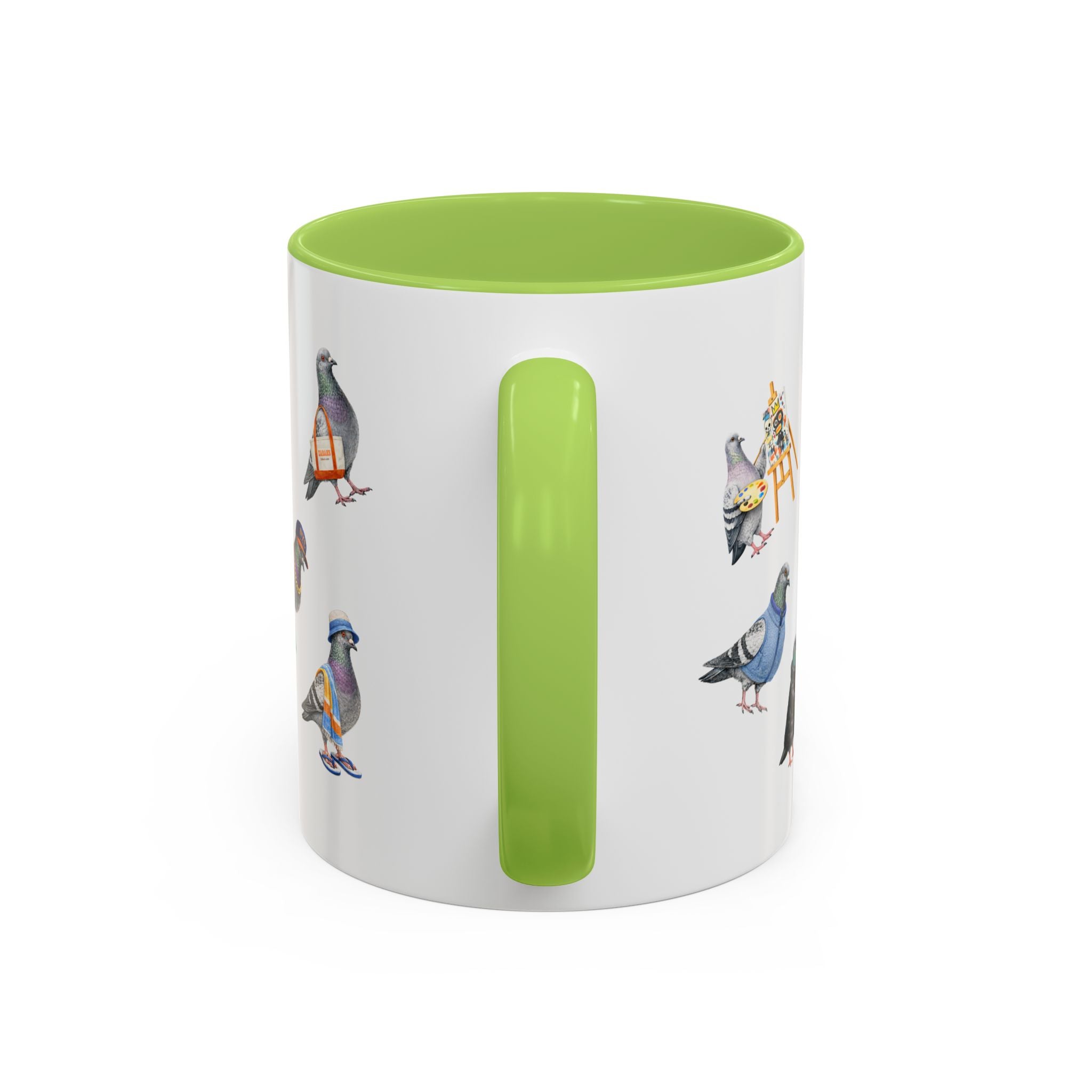 Pigeons of New York Colorful Accent Mug | NYC Pigeon Bird Lovers Coffee Cup