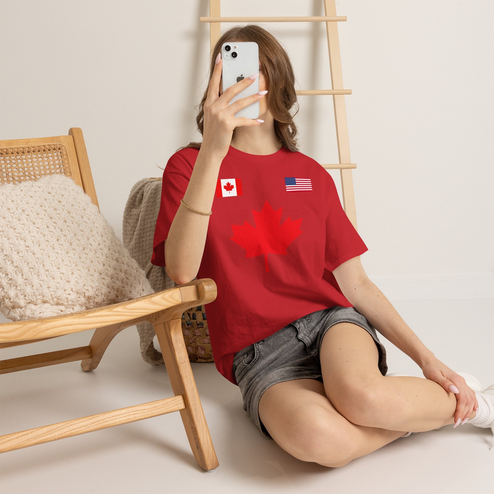 Canadian-American Maple Leaf Soccer T-Shirt | Canadian Flag Tee
