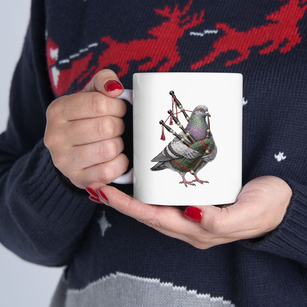 Customizable Woodlawn NYC Pigeon Mug | NYC Irish Bagpipes Bird Lovers Ceramic Coffee Cup