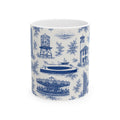 DUMBO Blue Toile de Jouy Mug | NYC Chinoiserie Ceramic Coffee Cup