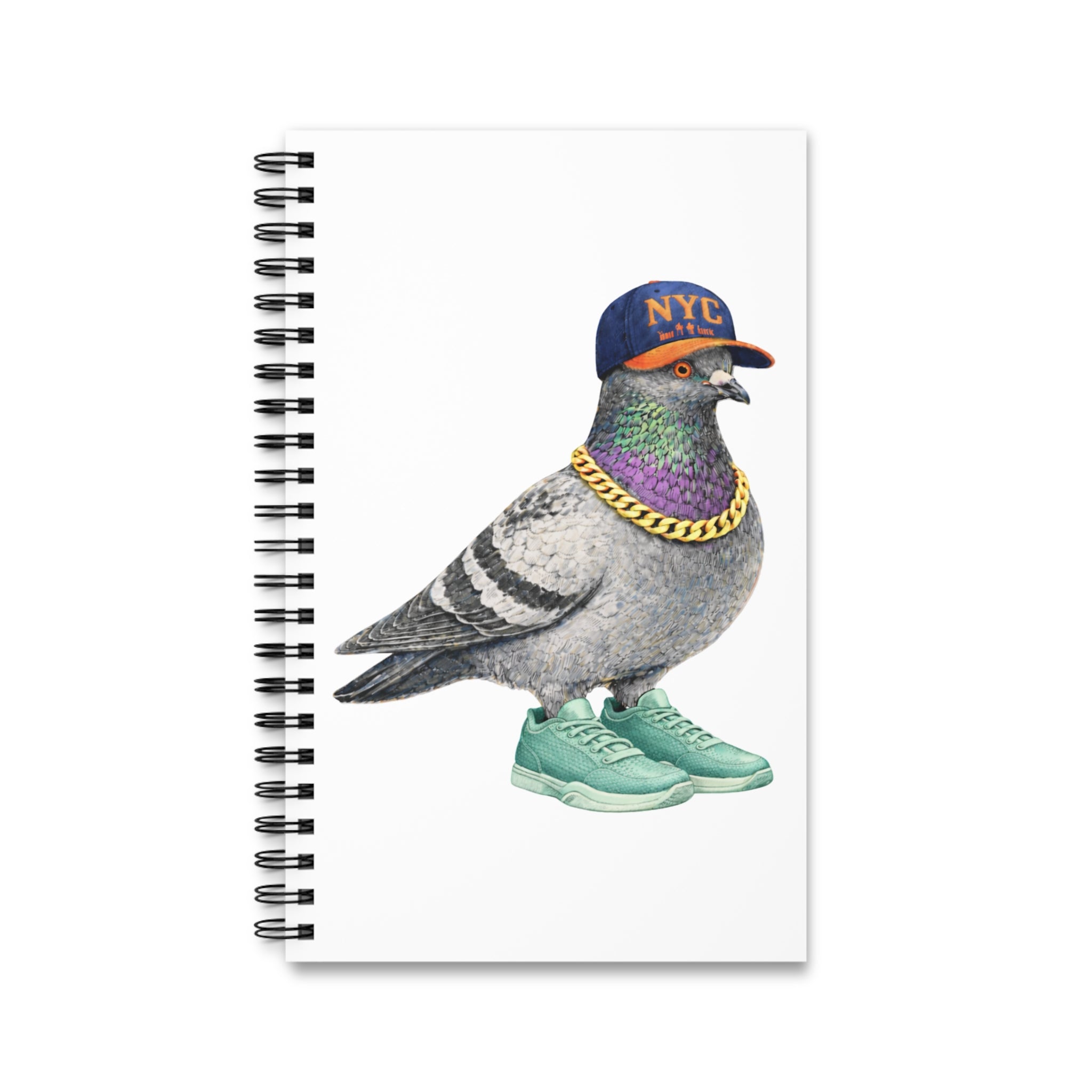 Customizable Manhattan NYC Pigeon Spiral Journal | Basketball Fan Bird Lovers Notebook