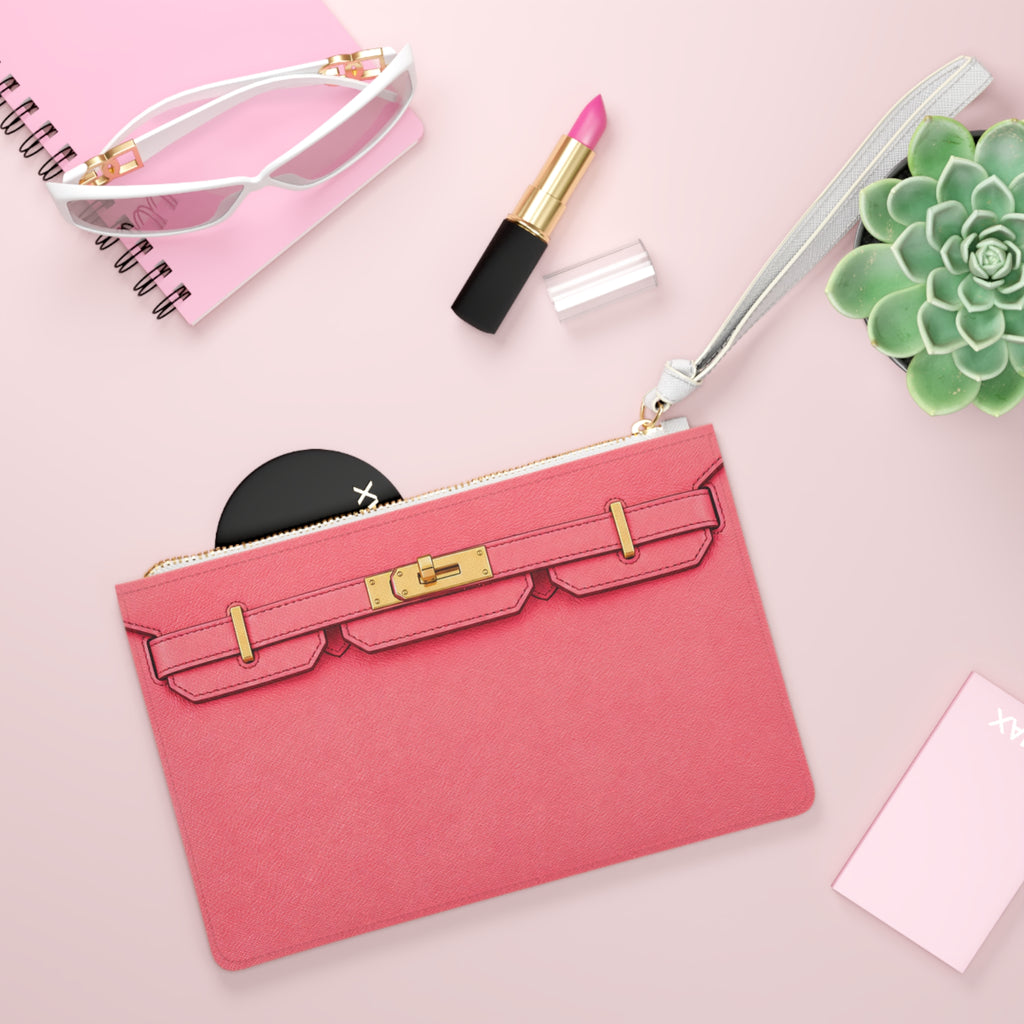 Canal Street Pink and Gold Clutch Bag — Elegant Wristlet Purse for Evening & Gifts