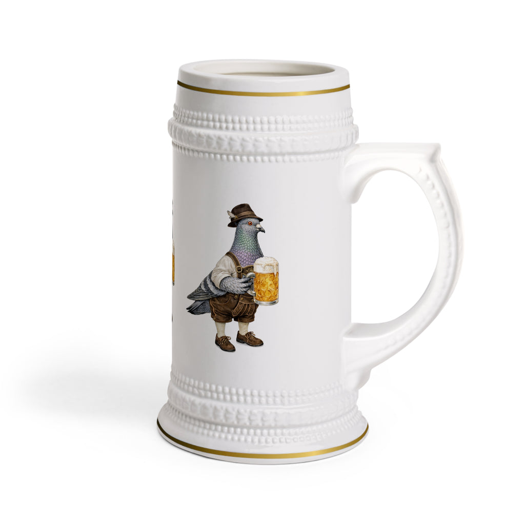 Customizable Yorkville NYC Pigeon Beer Stein | Oktoberfest Bavarian Lederhosen Beergarden Mug