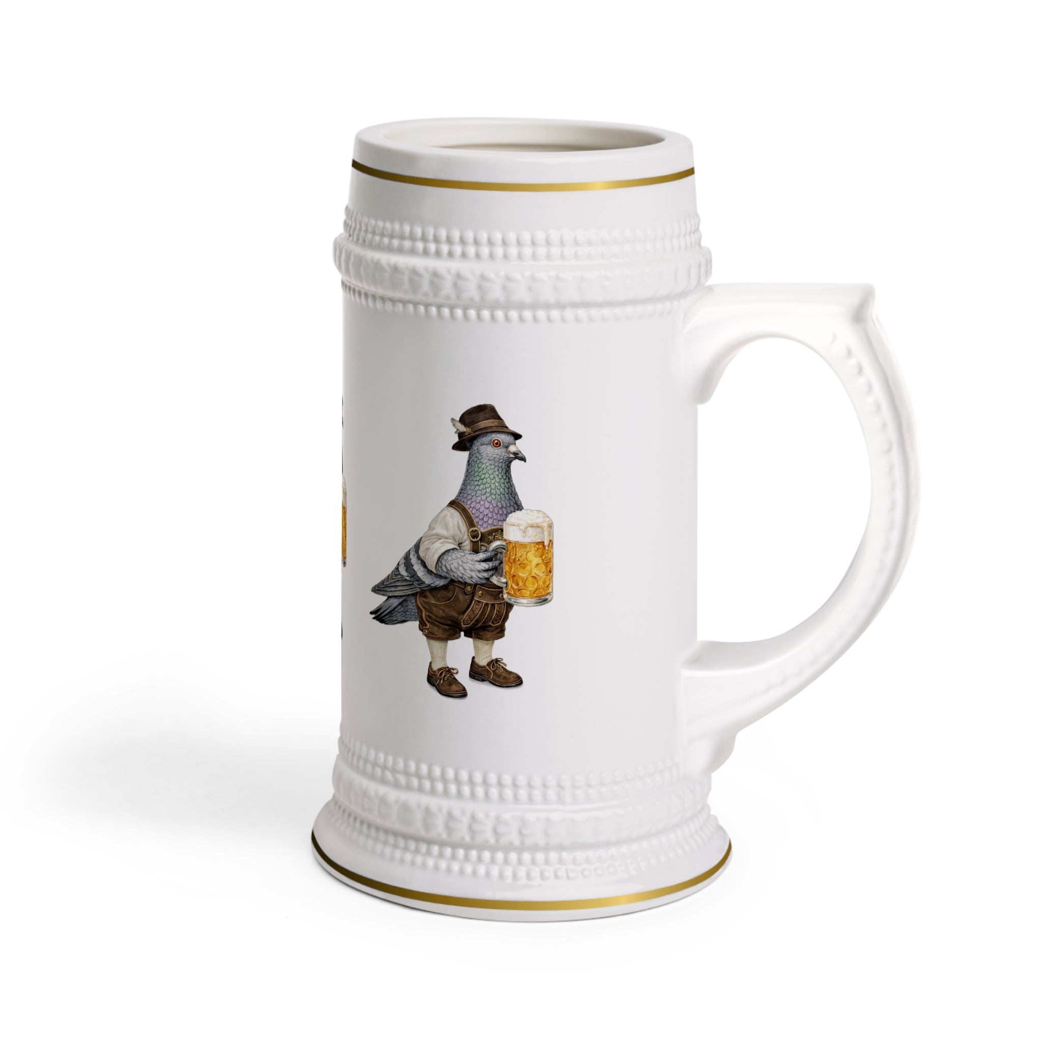 Customizable Yorkville NYC Pigeon Beer Stein | Oktoberfest Bavarian Lederhosen Beergarden Mug