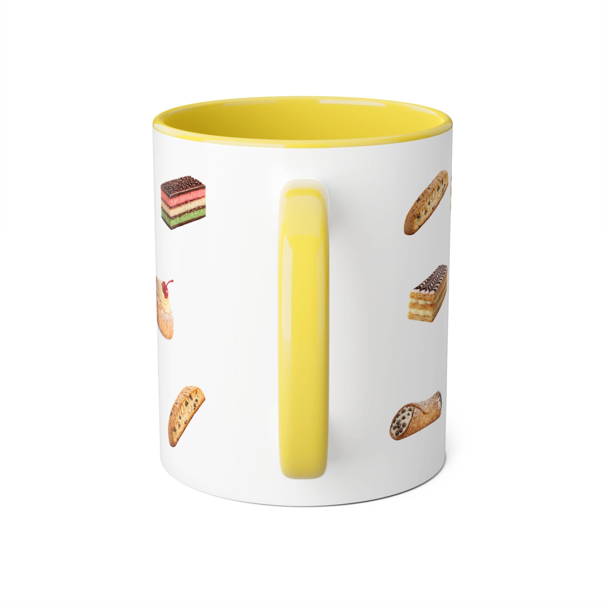 NYC Italian Bakery Pattern Mug | Cannoli Rainbow Cookie Zeppoli Tiramisu Biscotti Napoleon 11oz Ceramic Coffee Cup