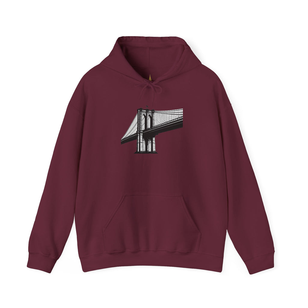 Brooklyn Bridge Sketch Hoodie — New York City Bridge Pullover Hooded Sweatshirt