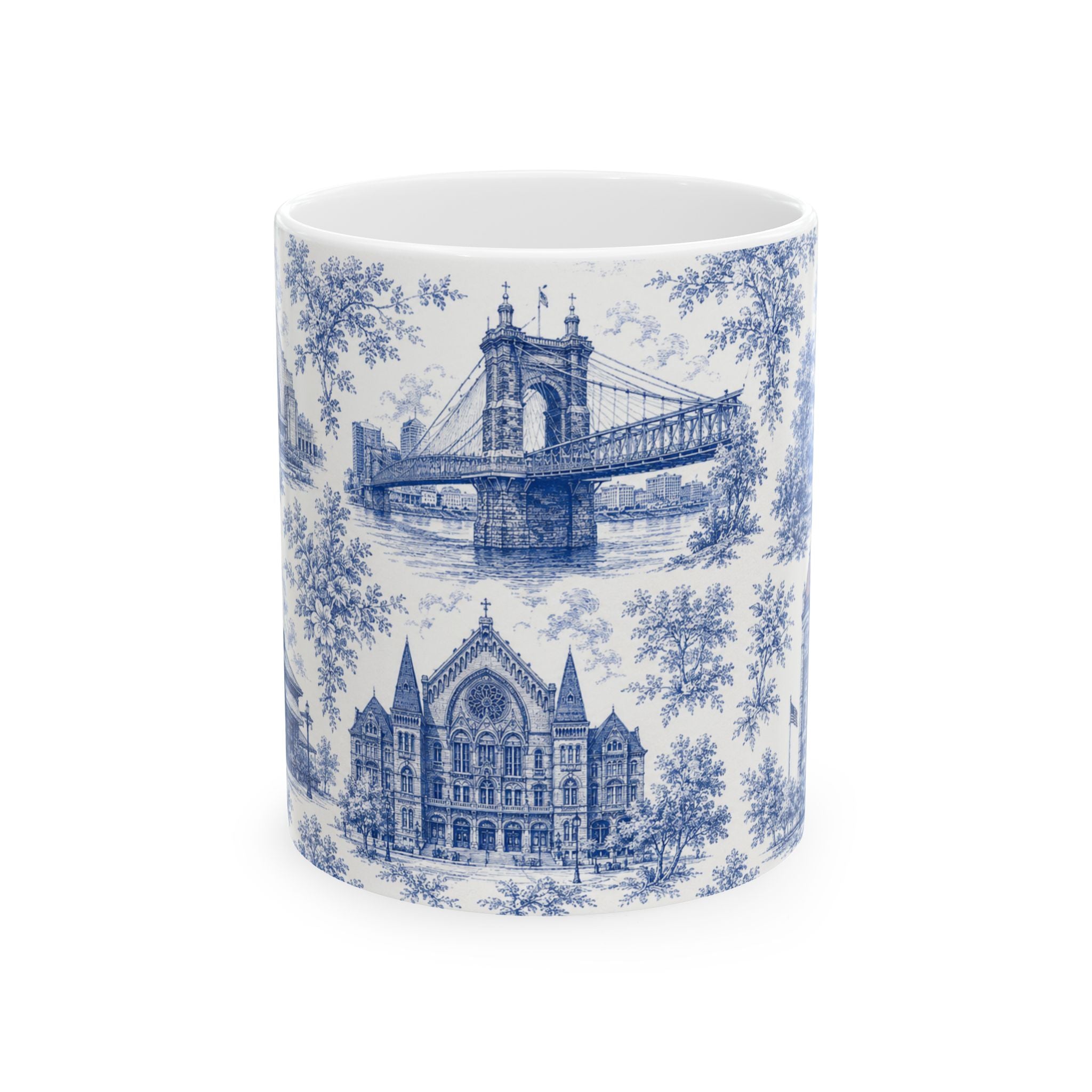 Cincinnati Blue Toile de Jouy Ceramic Mug — Coffee mug 11oz