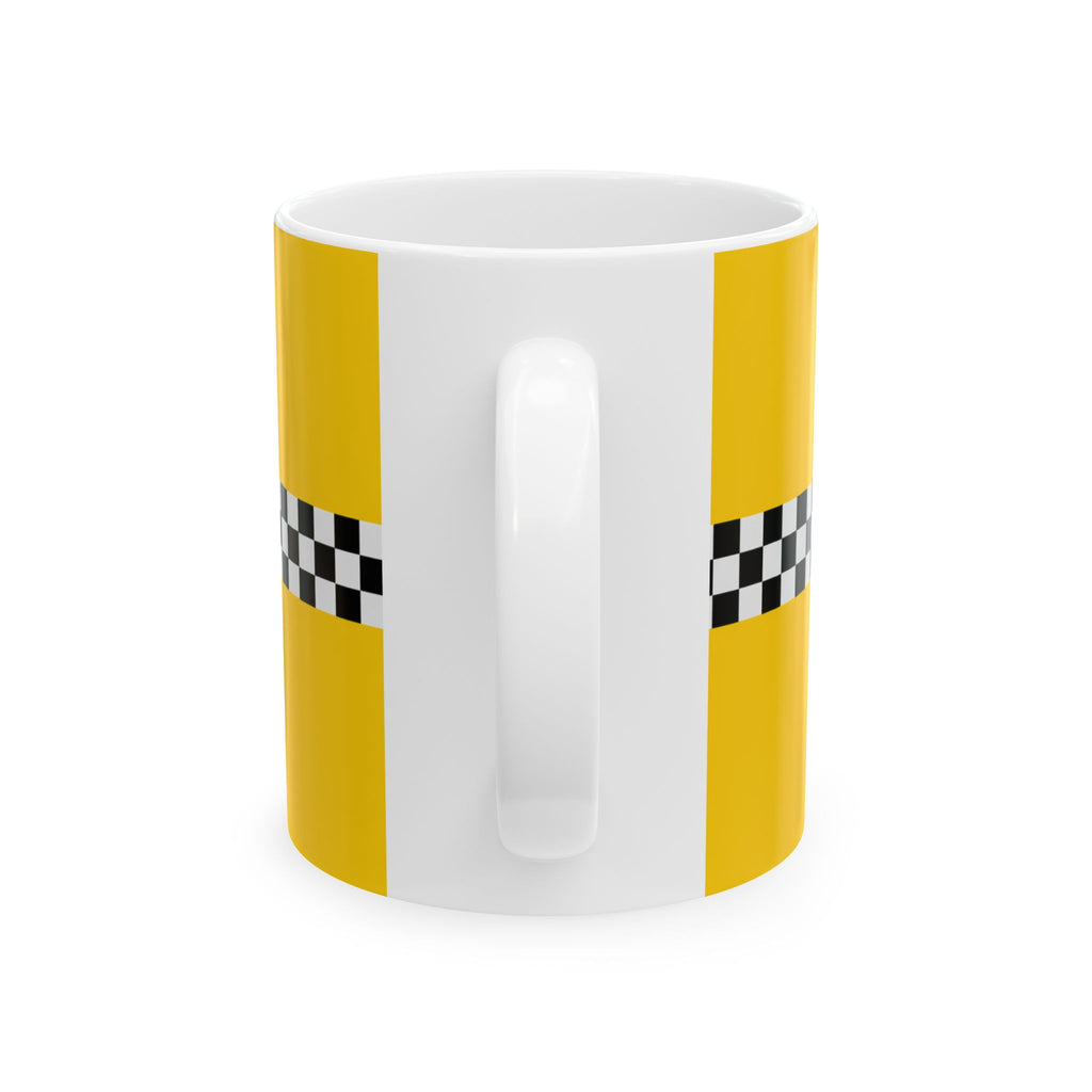 Taza de cerámica NYC Checkered Taxi Cab | Taza de cerámica amarilla New York Checker