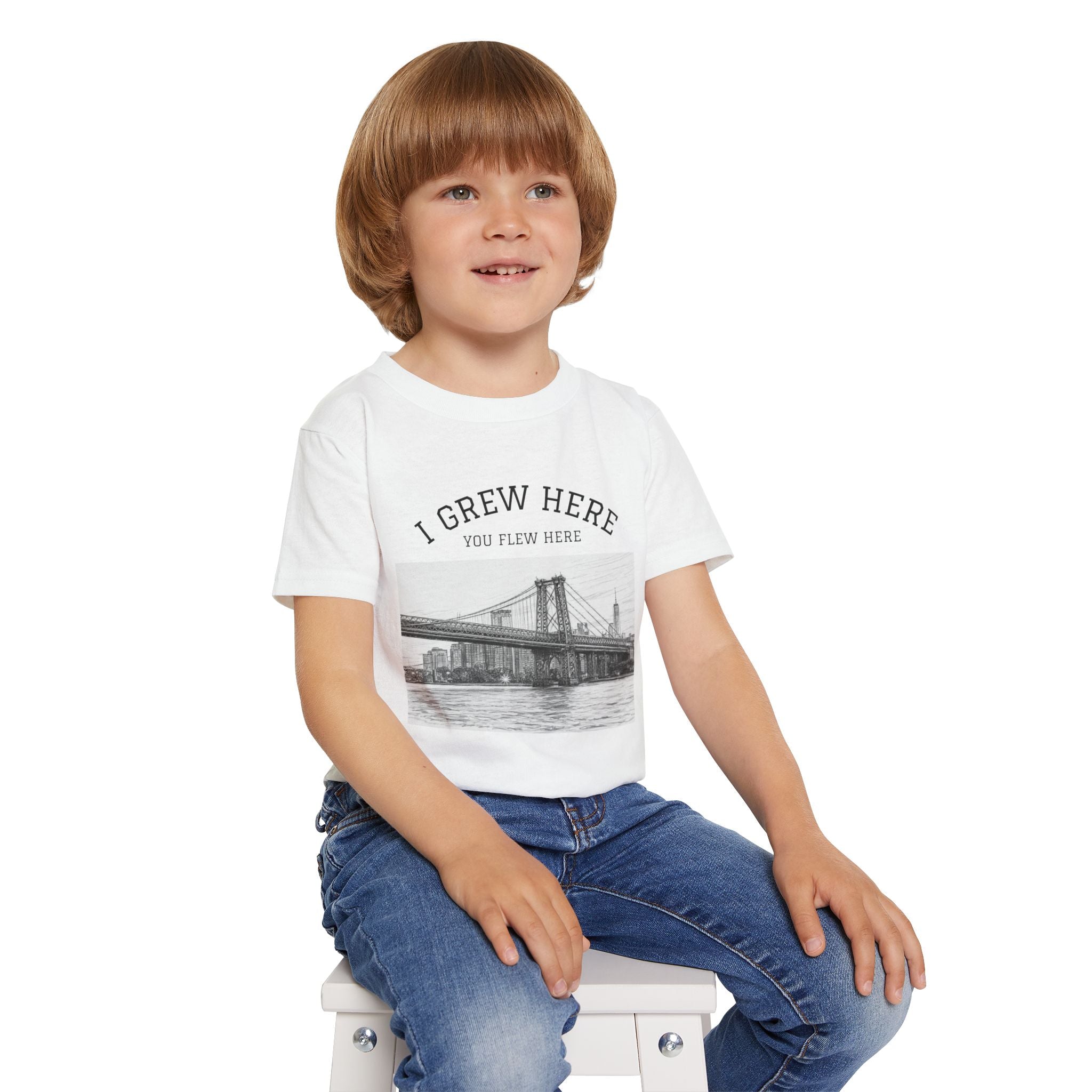 Williamsburg Bridge Toddler NYC Kids T-shirt | I Grew Here You Flew Here New York City Brooklyn Skyline Childrens Tee