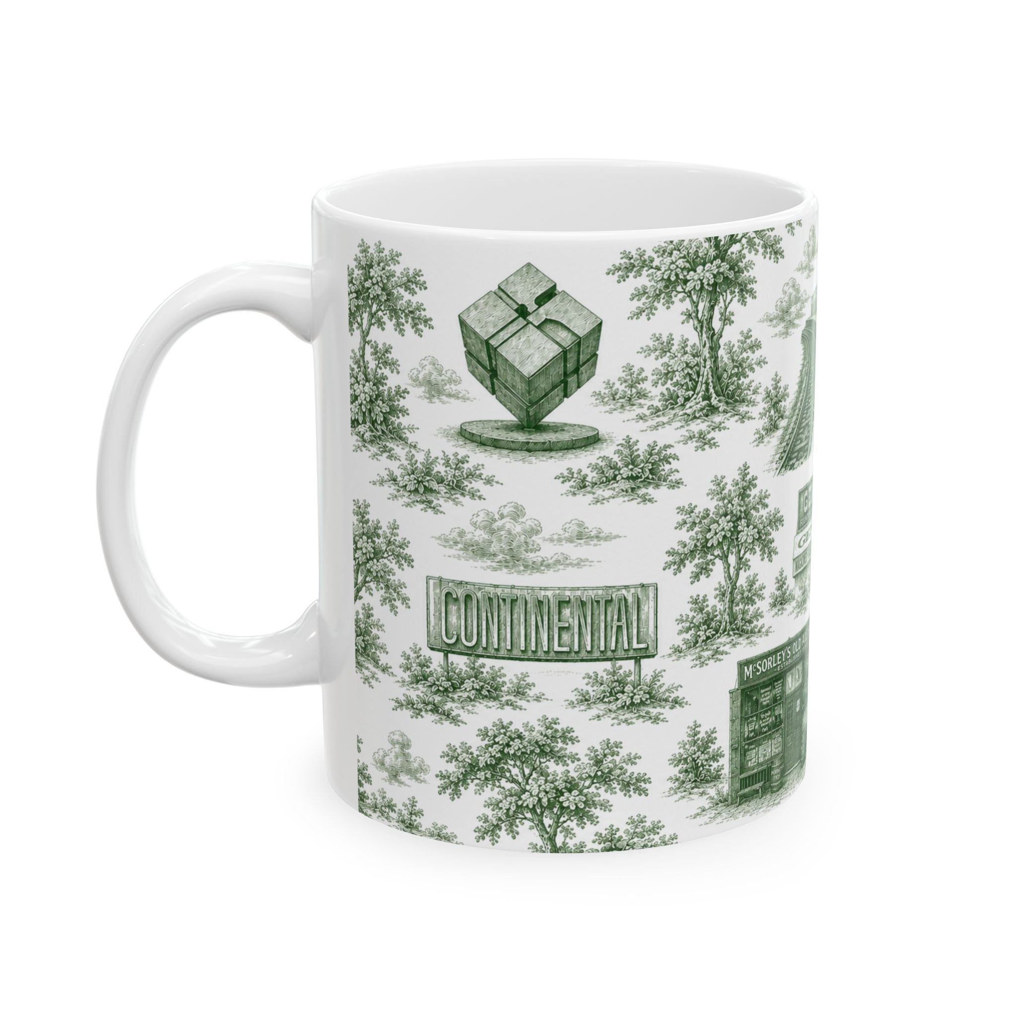 East Village Green Toile de Jouy Mug | NYC Chinoiserie Ceramic Mug