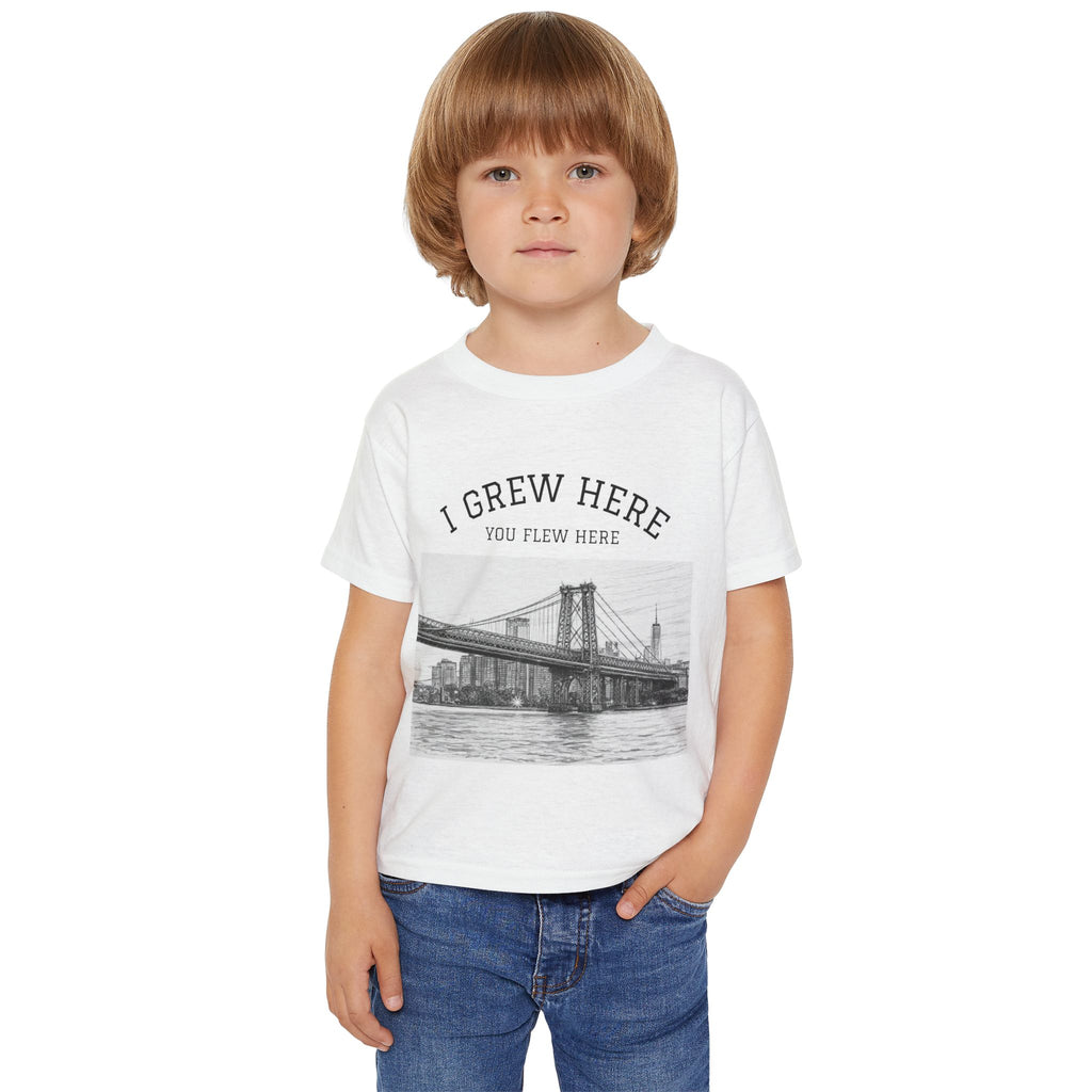 Williamsburg Bridge Toddler NYC Kids T-shirt | I Grew Here You Flew Here New York City Brooklyn Skyline Childrens Tee