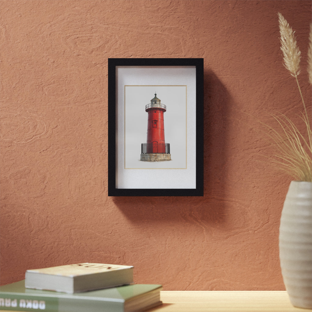 Washington Heights Little Red Lighthouse Sketch | Drawing in Black Frame