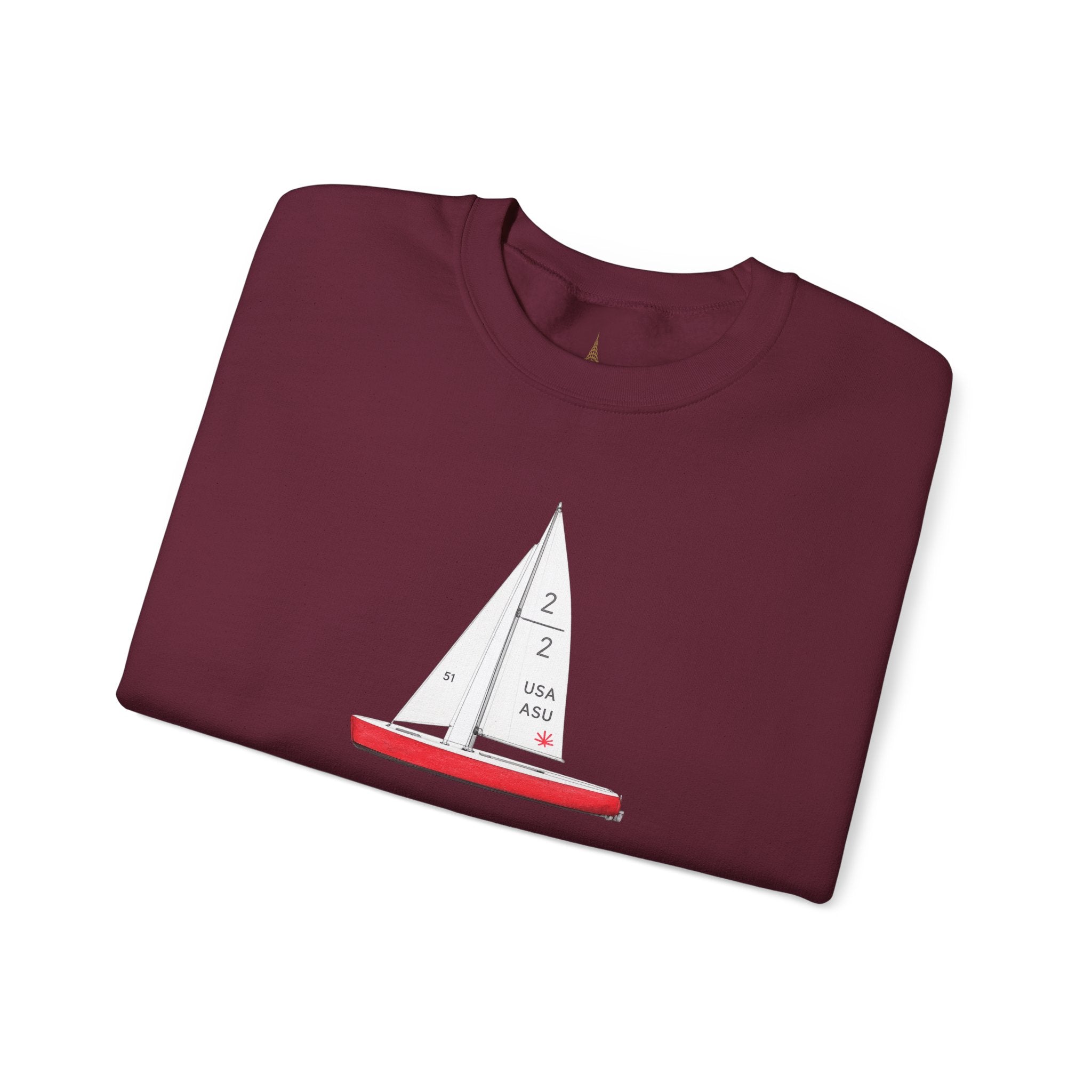 Central Park Model Sailboat Crewneck Sweatshirt — NYC Coastal Nautical Graphic Sweater