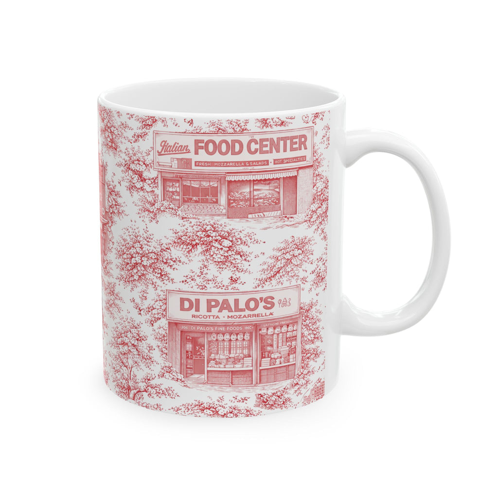 Little Italy Red Toile Cityscape Mug | NYC Chinoiserie Ceramic Coffee Cup