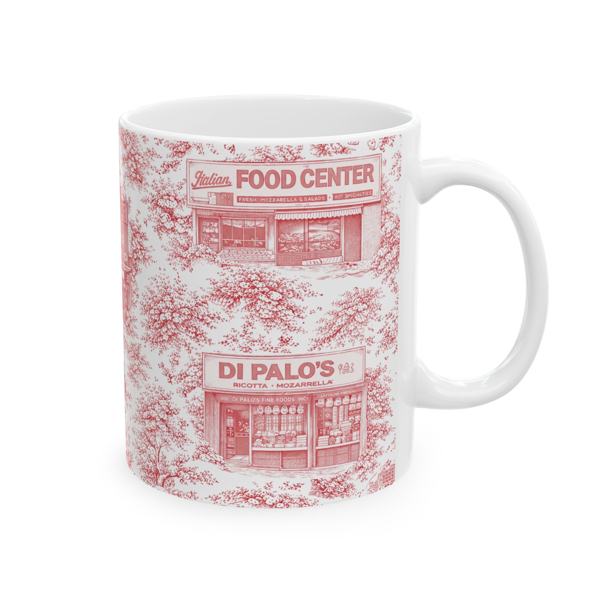 Little Italy Red Toile Cityscape Mug | NYC Chinoiserie Ceramic Coffee Cup