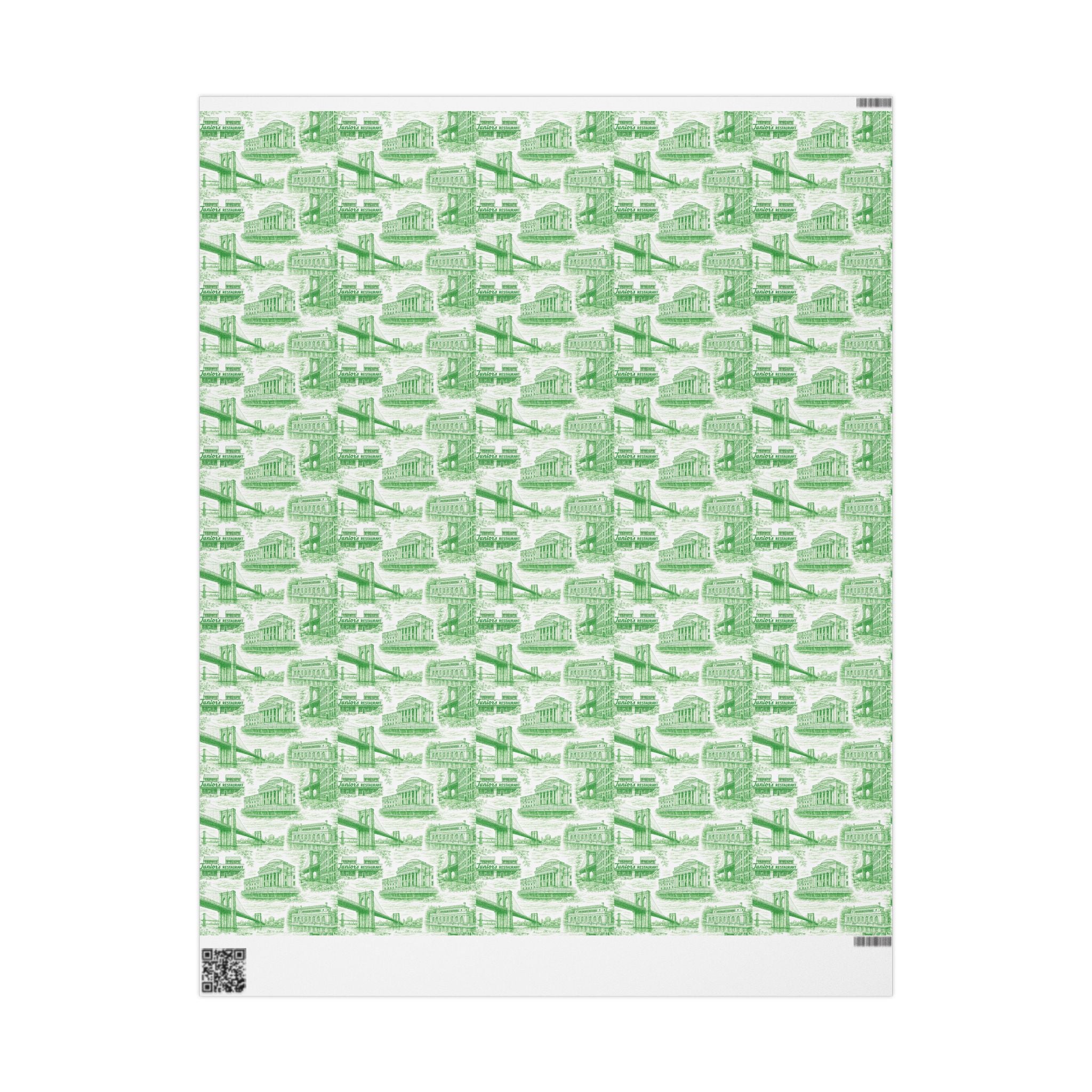 Brooklyn NYC Green Toile Gift Wrapping Papers   Chinoiserie New York City Gift Wrap Brooklyn Bridge Prospect Park Junior's DUMBO Museum