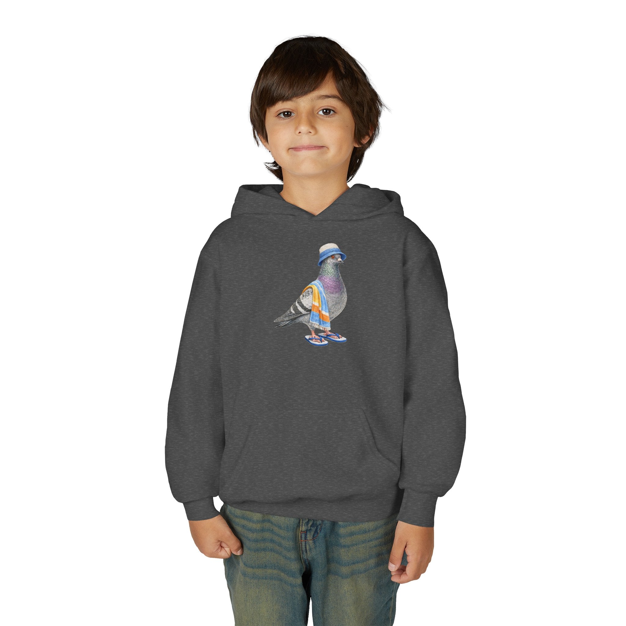 Sudadera con capucha personalizable Coney Island NYC Paloma NYC para niños | Sudadera con capucha para niños amantes de las aves "beach bum" de Nueva York