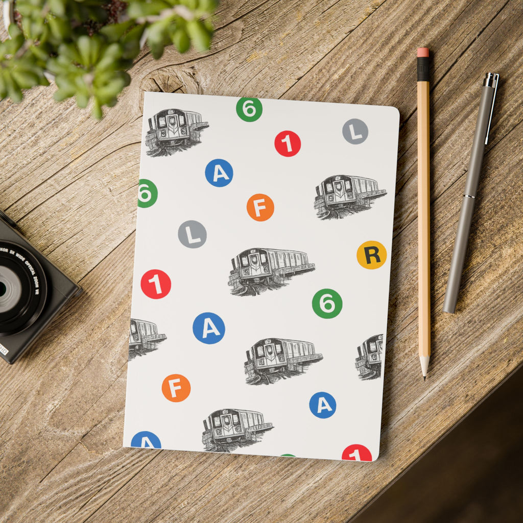 New York Subway Train Transit Icons  Pattern Journal | NYC Metro Subway Pattern Softcover Notebook