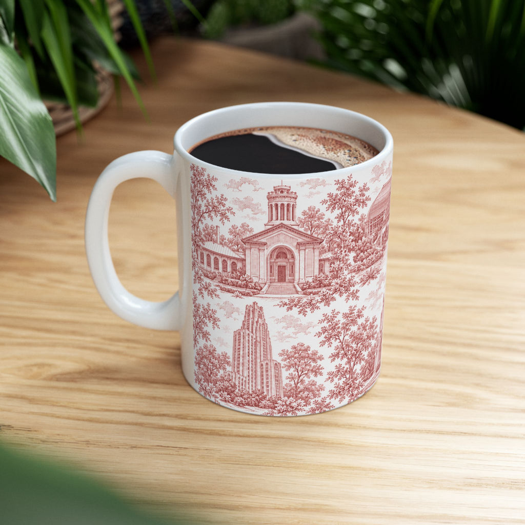 Pittsburgh Red Toile de Jouy Ceramic Mug — Pennsylavania Chinoiserie 11oz
